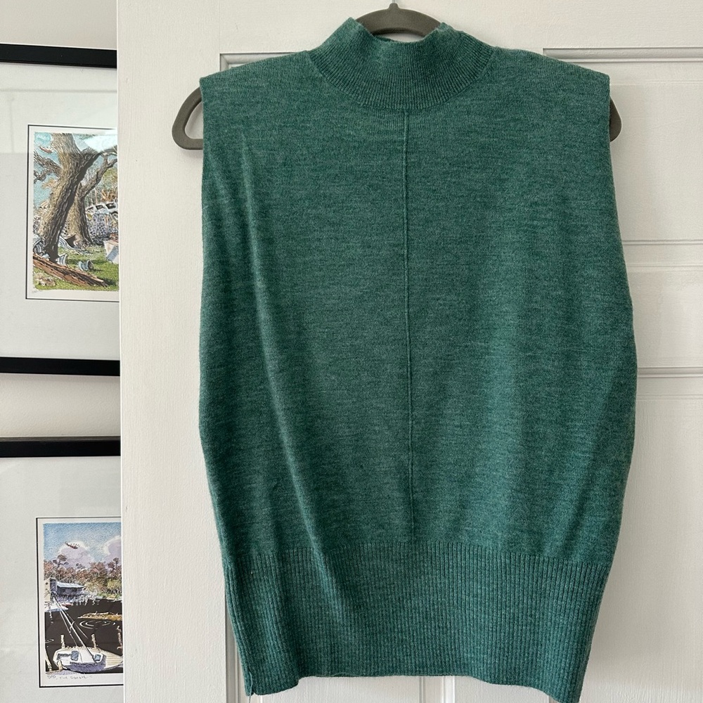Elan Teal Sleeveless Turtleneck Sweater
